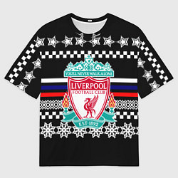 Футболка оверсайз мужская Ливерпуль текстура триколор зима, цвет: 3D-принт