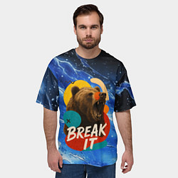 Футболка оверсайз мужская Break it злой медведь, цвет: 3D-принт — фото 2