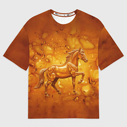 Футболка оверсайз мужская Лошадь из желтого янтаря, цвет: 3D-принт