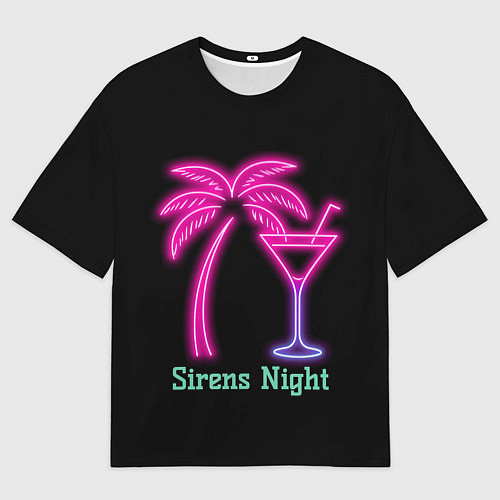 Мужская футболка оверсайз Sirens night / 3D-принт – фото 1