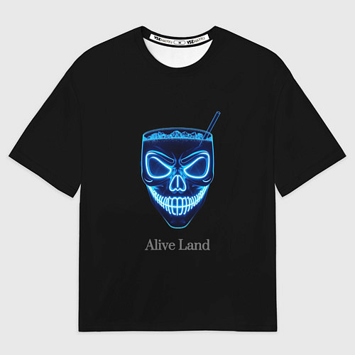 Мужская футболка оверсайз Neon skull cocktail / 3D-принт – фото 1