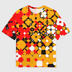 Футболка оверсайз мужская Красно-желтая геометрическая абстракция, цвет: 3D-принт