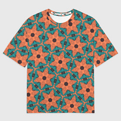 Футболка оверсайз мужская Оранжевые звезды, цвет: 3D-принт