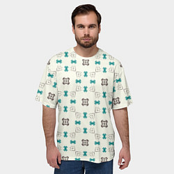 Футболка оверсайз мужская Узорчатый паттерн в квадратных ячейках, цвет: 3D-принт — фото 2