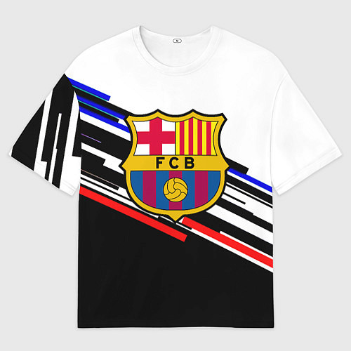 Мужская футболка оверсайз Barcelona полосы текстура спорт / 3D-принт – фото 1