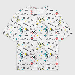 Футболка оверсайз мужская Паттерн с черепами и геометрическими фигурами на Х, цвет: 3D-принт
