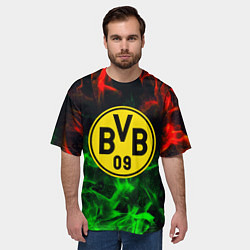 Футболка оверсайз мужская Borussia красно зеленый огонь, цвет: 3D-принт — фото 2