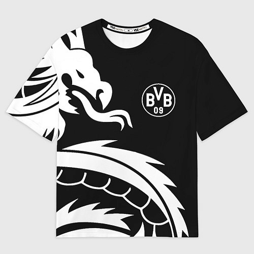 Мужская футболка оверсайз Borussia дракон белый / 3D-принт – фото 1