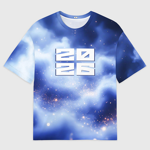 Мужская футболка оверсайз 2026 сине-голубая дымка / 3D-принт – фото 1