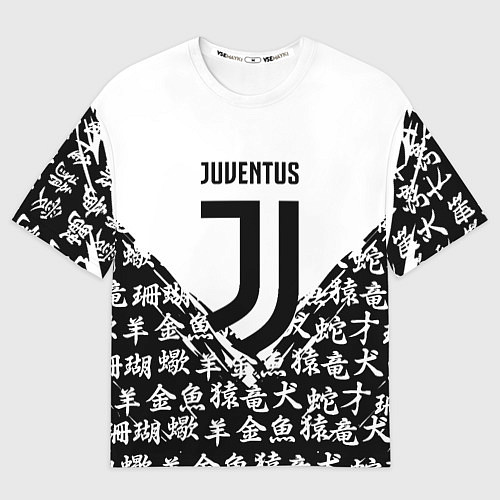 Мужская футболка оверсайз Juventus символы китайские / 3D-принт – фото 1