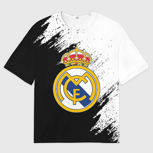 Мужская футболка оверсайз Real Madrid текстура штрихи / 3D-принт – фото 1