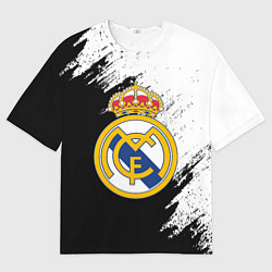 Мужская футболка оверсайз Real Madrid текстура штрихи