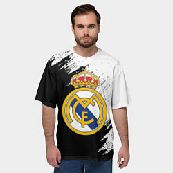Футболка оверсайз мужская Real Madrid текстура штрихи, цвет: 3D-принт — фото 2