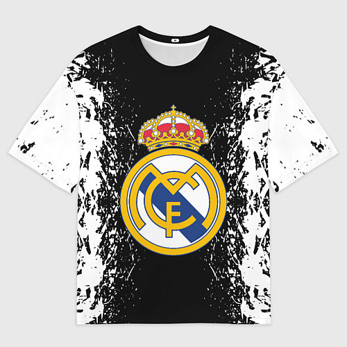 Мужская футболка оверсайз Реал Мадрид текстура краски / 3D-принт – фото 1