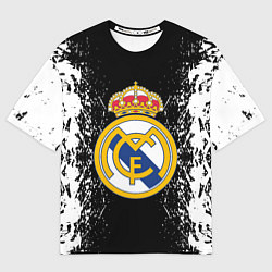 Футболка оверсайз мужская Реал Мадрид текстура краски, цвет: 3D-принт