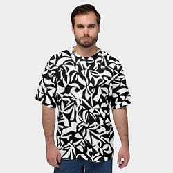 Футболка оверсайз мужская Чёрно-белый паттерн абстракция, цвет: 3D-принт — фото 2