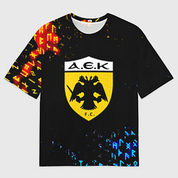 Мужская футболка оверсайз AEK огненные символы