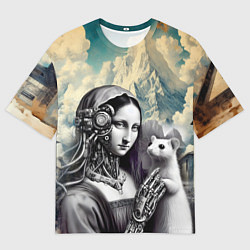Мужская футболка оверсайз Lady with ermine - remake