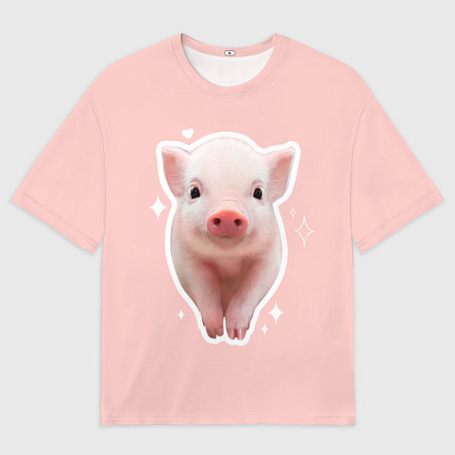 Мужская футболка оверсайз Поросенок с розовым пятачком / 3D-принт – фото 1