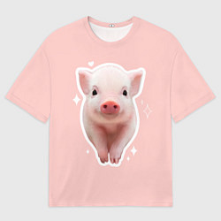 Мужская футболка оверсайз Поросенок с розовым пятачком