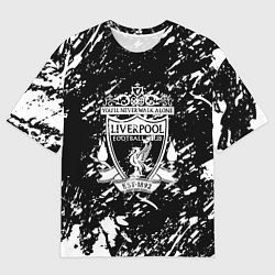 Футболка оверсайз мужская Ливерпуль белые штриха красок, цвет: 3D-принт