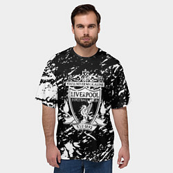 Футболка оверсайз мужская Ливерпуль белые штриха красок, цвет: 3D-принт — фото 2