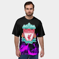 Футболка оверсайз мужская Liverpool неоновый огонь, цвет: 3D-принт — фото 2