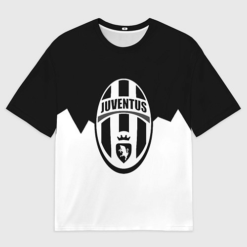 Мужская футболка оверсайз Ювентус черно белая геометрия / 3D-принт – фото 1