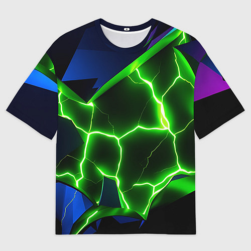 Мужская футболка оверсайз Neon green glow / 3D-принт – фото 1