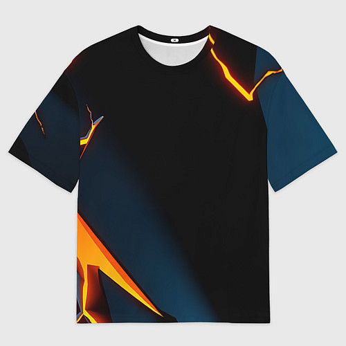 Мужская футболка оверсайз Glow orange neon / 3D-принт – фото 1