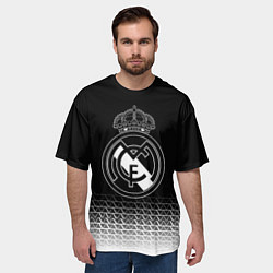 Футболка оверсайз мужская Реал Мадрид текстура геометрия, цвет: 3D-принт — фото 2