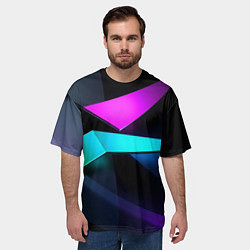 Футболка оверсайз мужская Neon colored geometric, цвет: 3D-принт — фото 2