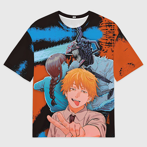 Мужская футболка оверсайз Дэндзи и Макима из Человек бензопила / 3D-принт – фото 1