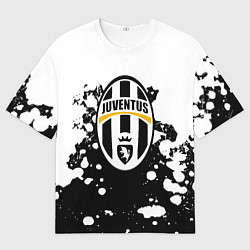 Мужская футболка оверсайз Juventus белые краски текстура