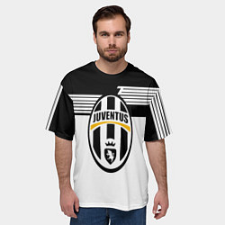 Футболка оверсайз мужская Juventus полосы линии, цвет: 3D-принт — фото 2