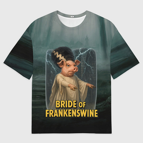 Мужская футболка оверсайз Франкенштейн свинья невеста / 3D-принт – фото 1