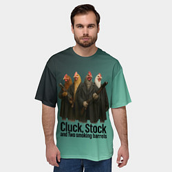 Футболка оверсайз мужская Петухи - карты деньги два ствола, цвет: 3D-принт — фото 2