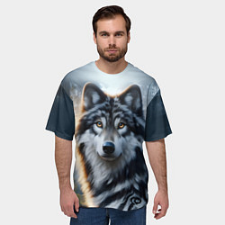 Футболка оверсайз мужская Морда волка - Россия, цвет: 3D-принт — фото 2