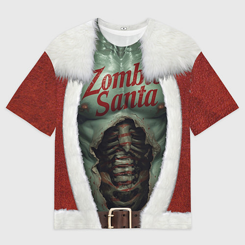 Мужская футболка оверсайз Костюм зомби Санты Клауса на новый год / 3D-принт – фото 1