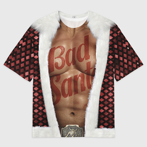 Мужская футболка оверсайз Костюм деда мороза с накаченным прессом / 3D-принт – фото 1