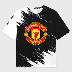 Мужская футболка оверсайз Манчестер Юнайтед белые краски