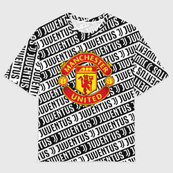 Мужская футболка оверсайз Манчестер Юнайтед x ювентус паттерн