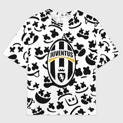 Футболка оверсайз мужская Ювентус x Маршмеллоу, цвет: 3D-принт