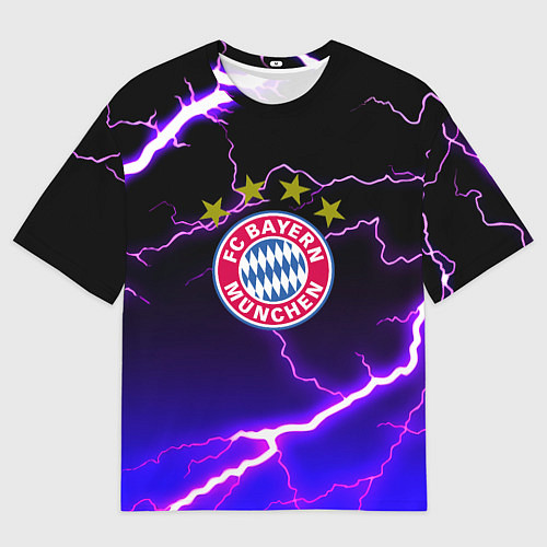 Мужская футболка оверсайз Bayern Mnchen молнии шторм / 3D-принт – фото 1