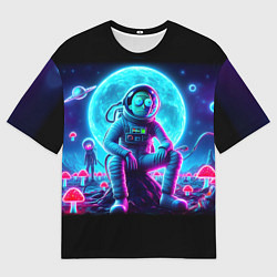 Футболка оверсайз мужская Космонавты Рик и Морти - неоновый космос, цвет: 3D-принт