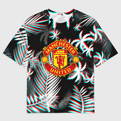 Мужская футболка оверсайз Манчестер Юнайтед тропики глитч