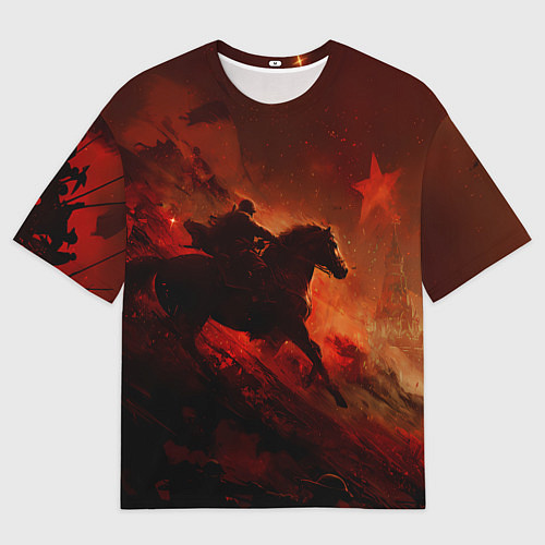Мужская футболка оверсайз Всадник и красная звезда / 3D-принт – фото 1