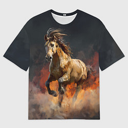 Футболка оверсайз мужская Лошадь нарисованная красками, цвет: 3D-принт