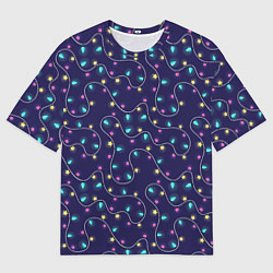Футболка оверсайз мужская Новогодние гирлянды, цвет: 3D-принт