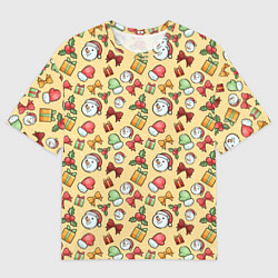 Футболка оверсайз мужская Новогодний паттерн, цвет: 3D-принт